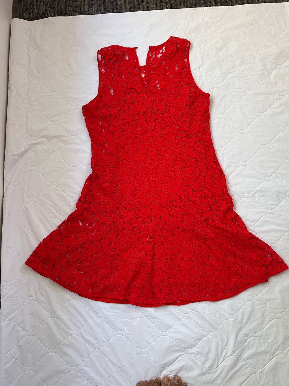 Red Lace Sleeveless Fit-and-Flare Dress